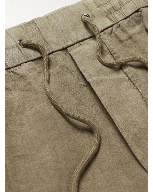 Pantaloni a gamba dritta in lino tinti in capo con coulisse di James Perse in Natural da Uomo
