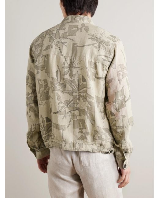 Oliver Spencer Natural Milford Printed Linen Blouson Jacket for men
