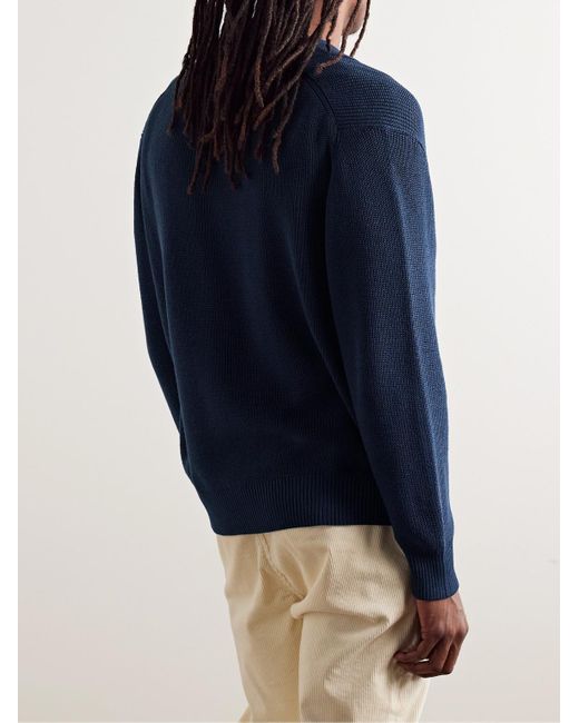 Corridor NYC Blue Ribbed Organic Mercerised Cotton Polo Shirt for men
