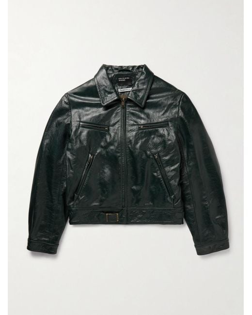 Enfants Riches Deprimes Black Scorpio Rising Cropped Textured-Leather Jacket for men
