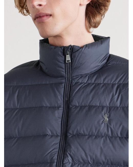 Polo Ralph Lauren Blue Logo-Embroidered Quilted Shell Down Jacket for men