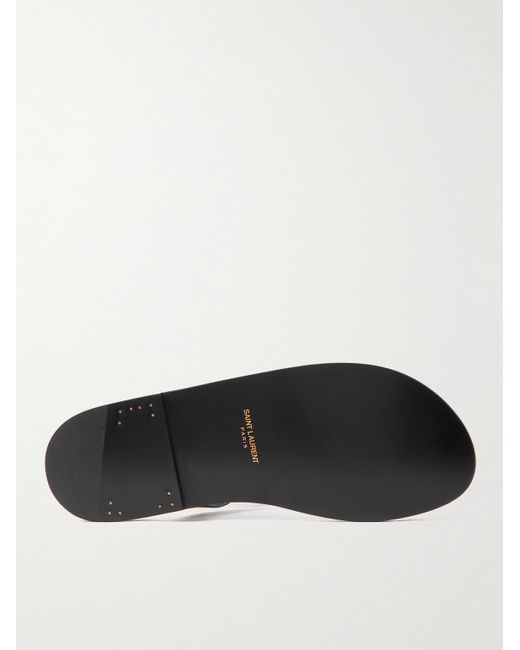 Saint Laurent Black Cassandre Logo-embellished Leather Sandals for men