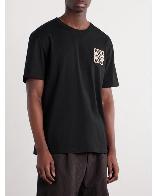 Loewe Black Paula's Ibiza Logo-Embroidered Cotton T-Shirt for men