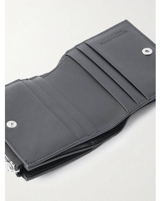 Bottega Veneta Gray Intrecciato Leather Zip-Around Wallet for men