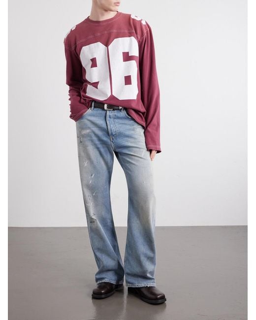 Acne Pink Exfold Printed Cotton-Jersey T-Shirt for men
