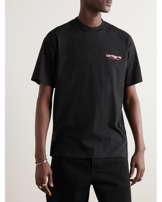T-shirt in jersey di cotone con logo Ink Bleed di Carhartt in Black da Uomo