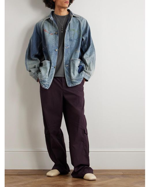 Kapital Blue Cactus Embroidered Denim Jacket for men