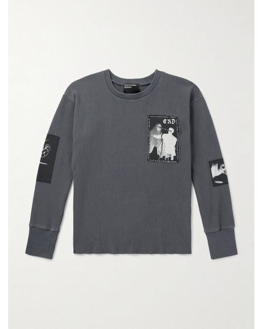 Enfants Riches Deprimes Gray Logo-Appliquéd Waffle-Knit Cotton-Jersey T-Shirt for men