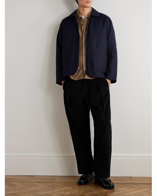 Kardo Black Taka Straight-Leg Embroidered Cotton-Corduroy Trousers for men