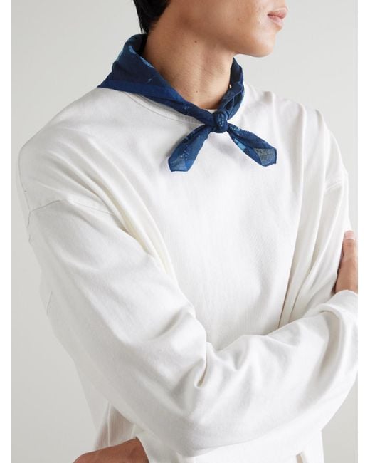 Blue Blue Japan Blue Tsujigahana Printed Cotton Bandana for men
