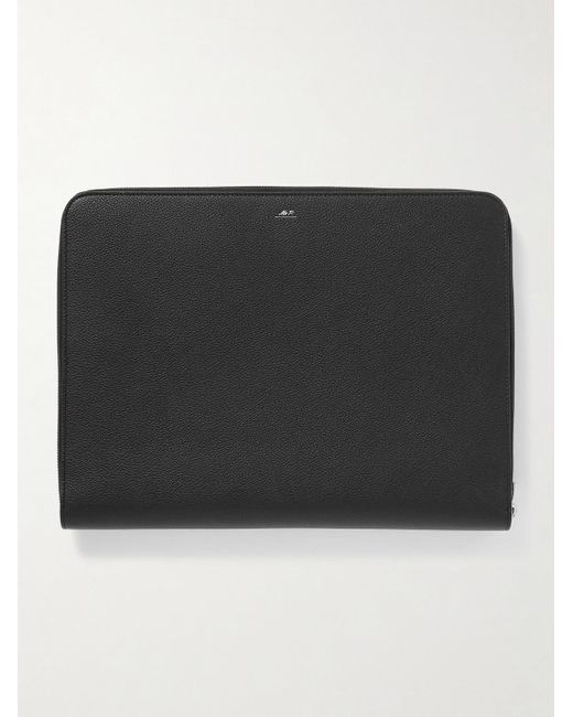Mr P. Black Full-Grain Leather Pouch for men