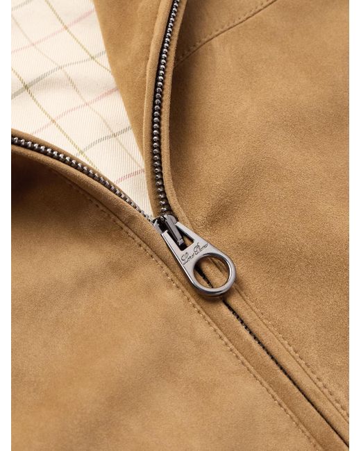Loro Piana Natural Suede Zip-Up Bomber Jacket for men