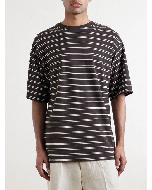 Kaptain Sunshine Black Striped Cotton-jersey T-shirt for men