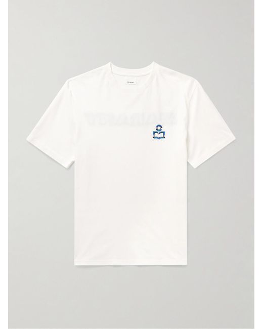 T-shirt in jersey di cotone con logo ricamato Hugo di Isabel Marant in White da Uomo