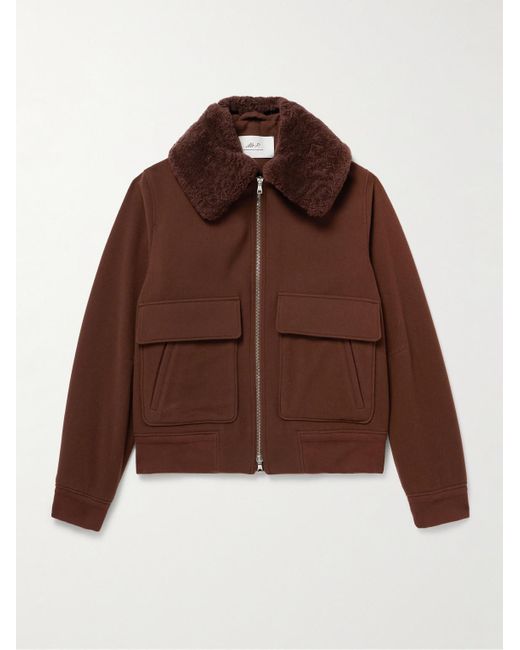 Mr P. Brown Shearling-Trimmed Wool-Blend Bomber Jacket for men