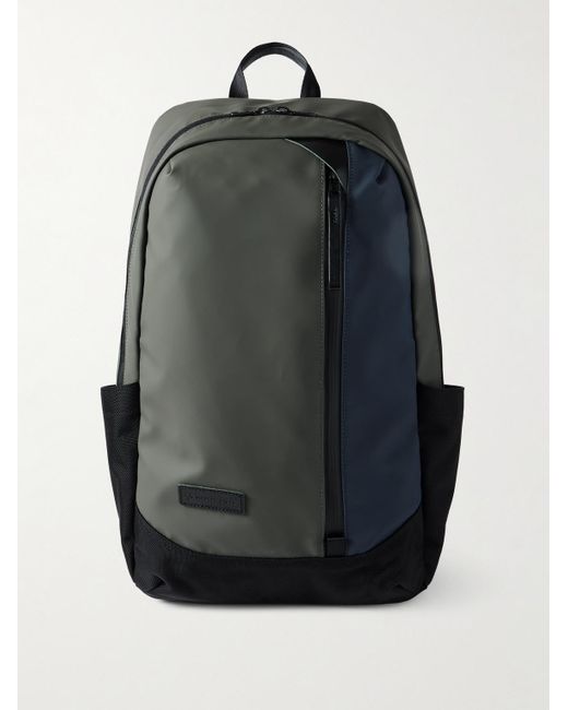 Master Piece Gray Slick Logo-appliquéd Leather And Cordura® Ballistic Nylon Backpack for men