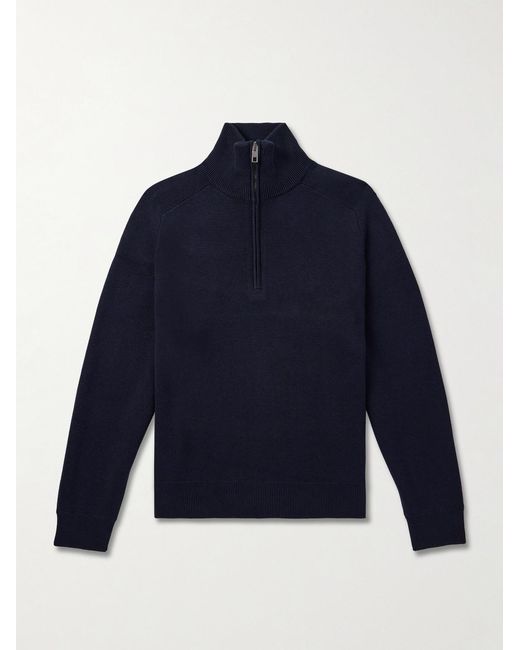 Nili Lotan Blue Nathaniel Cotton And Cashmere-Blend Half-Zip Sweater for men