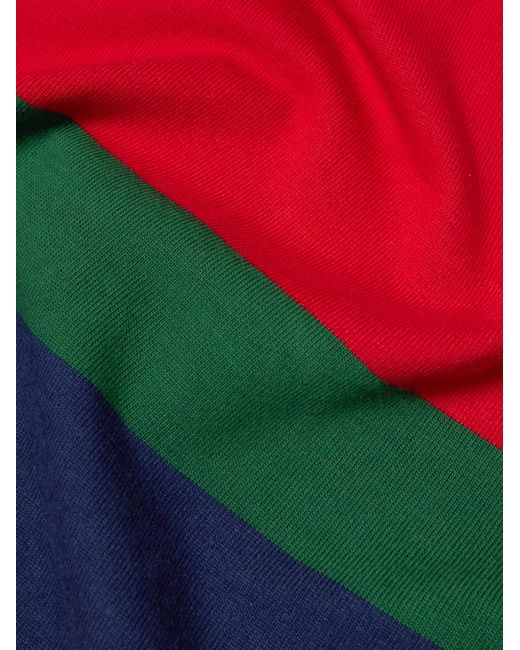 Drake's Red Him Twill-Trimmed Striped Cotton-Jersey Polo Shirt for men
