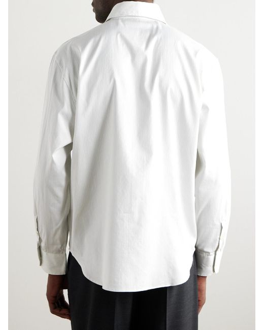 Striped Cotton-Twill Shirt di STÒFFA in White da Uomo