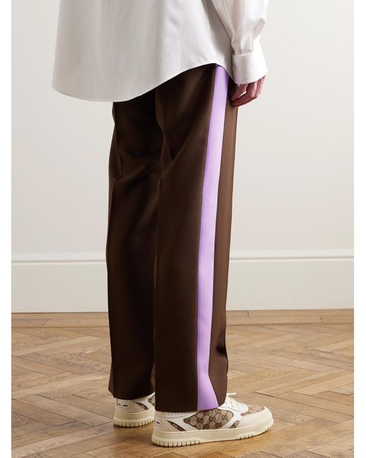 Gucci Gerade geschnittene Jogginghose aus technischem Jersey mit Streifen in Brown für Herren