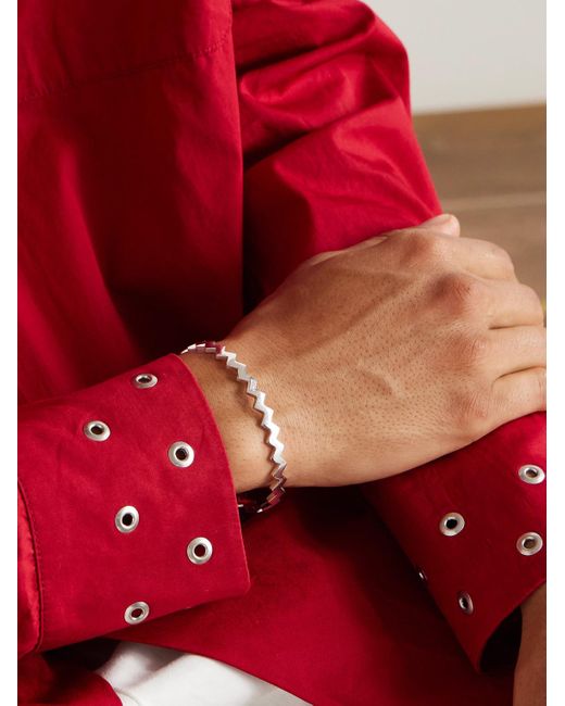 Mikia Natural Sterling Silver Diamonds Bangle for men