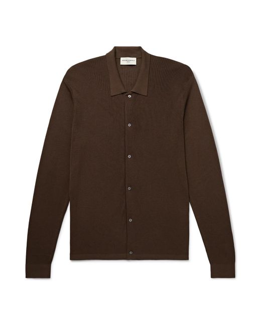 Officine Generale Brown Brent Slim-Fit Lyocell And Wool-Blend Cardigan for men
