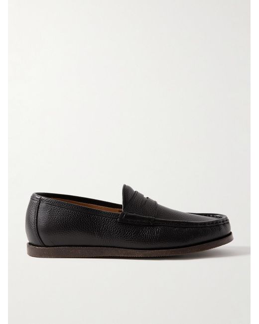 Yuketen Black Full-grain Leather Penny Loafers for men