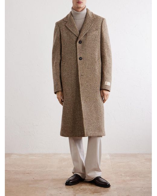 Massimo Alba Natural Mercury Herringbone Virgin Wool Coat for men