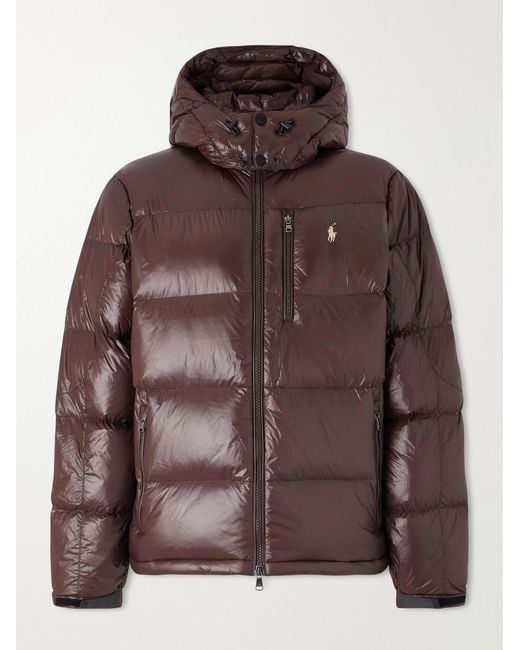 Polo Ralph Lauren Brown Logo-embroidered Quilted Recycled-shell Hooded Down Jacket for men