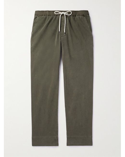 James Perse Green Slim-fit Straight-leg Brushed Cotton-blend Twill Drawstring Trousers for men