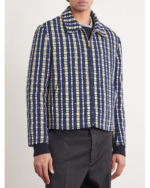 Thom Browne Blue Cotton-blend Tweed Jacket for men