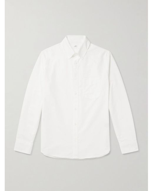 Mr P. White Button-Down Collar Organic Cotton Oxford Shirt for men