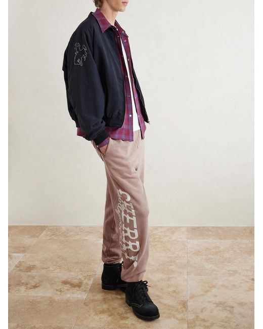 CHERRY LA Pink Hollywood Tapered Printed Cotton-Fleece Sweatpants for men