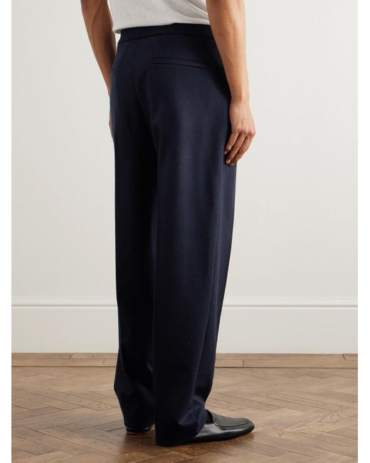Loro Piana Blue Breia Tapered Wool And Cashmere-Blend Trousers for men