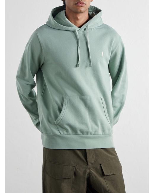 Polo Ralph Lauren Green Logo-Embroidered Cotton-Jersey Hoodie for men