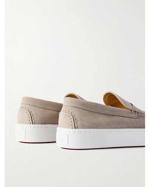 Christian Louboutin Natural Paqueboat Suede Penny Loafers for men