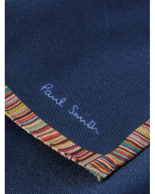 Paul Smith Blue Striped Silk-twill Pocket Square for men