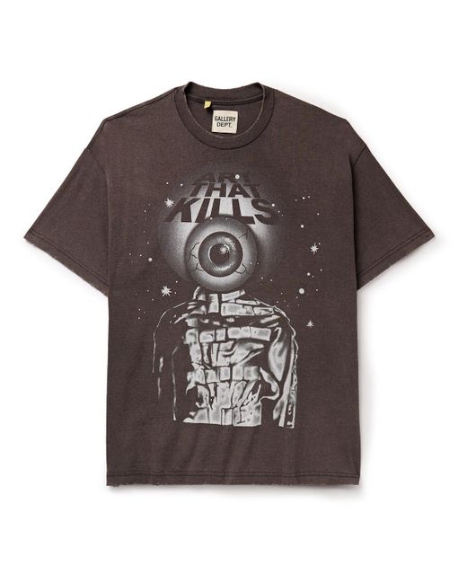 GALLERY DEPT. Brown Rod Distressed Glittered Printed Cotton-jersey T-shirt for men