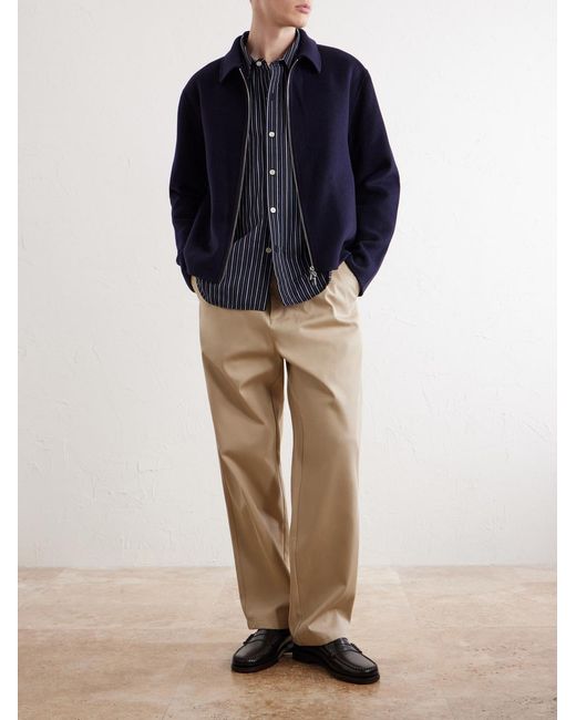 Officine Generale Blue Mazir Wool Bomber Jacket for men