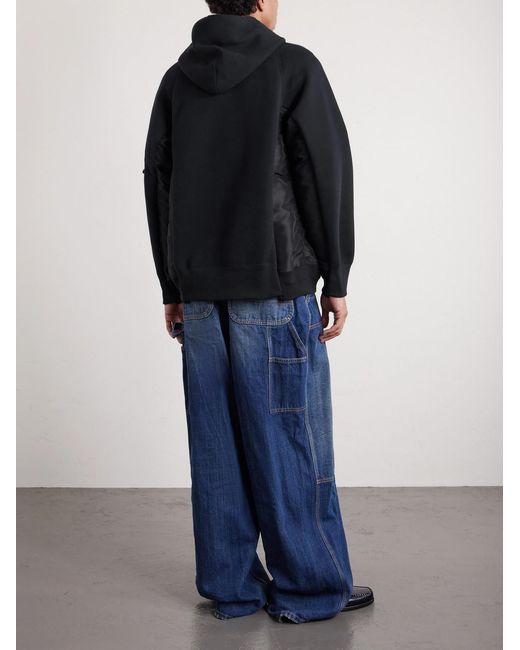 Sacai Black Nylon-trimmed Cotton-blend Jersey Hoodie for men