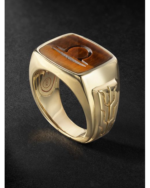 John Hardy Black Gold Tiger's Eye Signet Ring for men