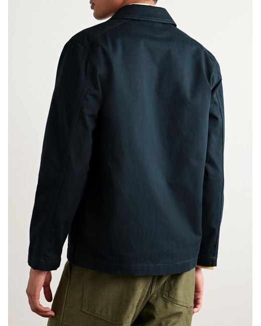 Drake's Blue Double-Breasted Cotton-Twill Chore Jacket for men