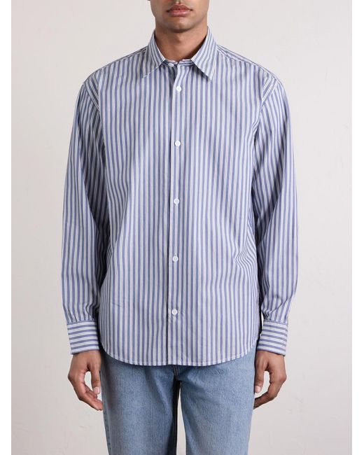 NN07 Purple Striped Cotton Shirt for men