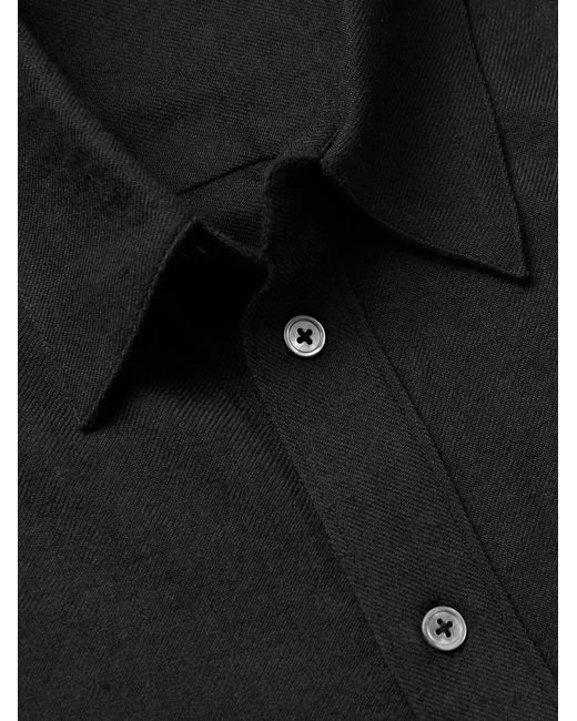 The Elder Statesman Black Wool And Cashmere-Blend Twill Shirt for men