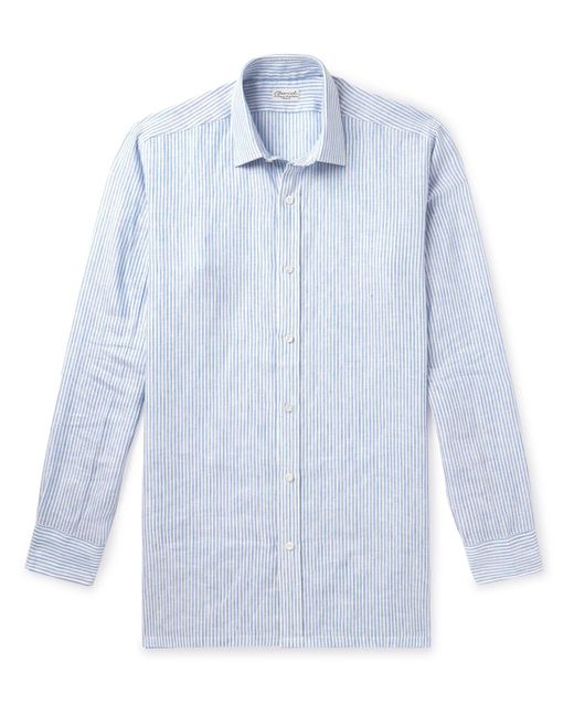 Charvet Blue Striped Linen Shirt for men