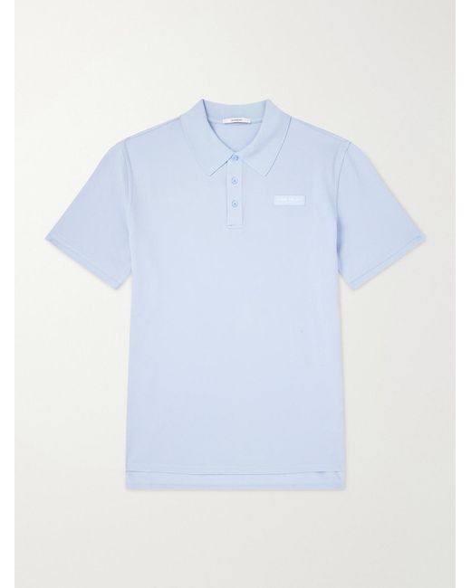 Givenchy Blue Logo-Appliqué Cotton-Piqué Polo Shirt for men