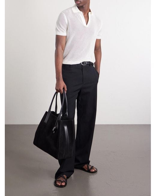 Tom Ford Black Perforated Suede Tote Bag for men