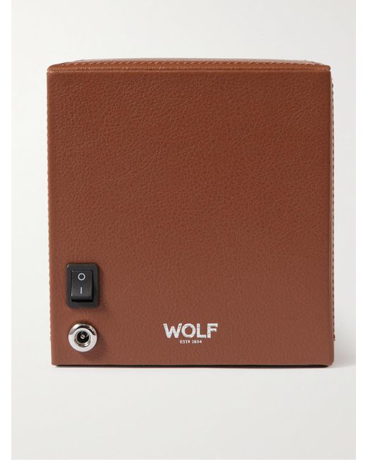 Wolf Brown Cub Full-Grain Vegan Single Watch Winder With Cover for men