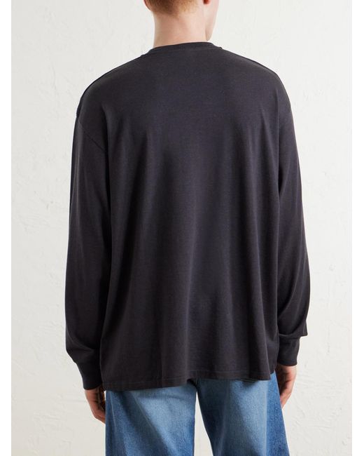 A.PRESSE Blue Cotton And Cashmere-Blend T-Shirt for men