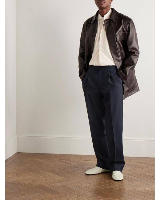 STÒFFA Blue Straight-Leg Pleated Wool Suit Trousers for men